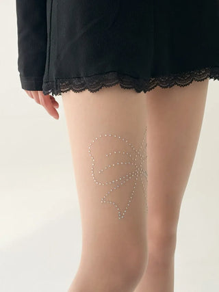 Seni Cubic Ribbon See-through Pantyhose