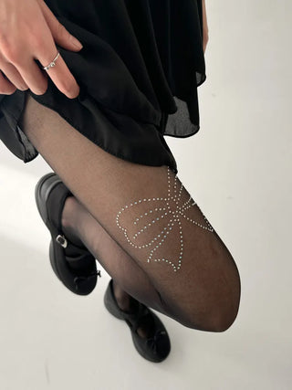 Seni Cubic Ribbon See-through Pantyhose