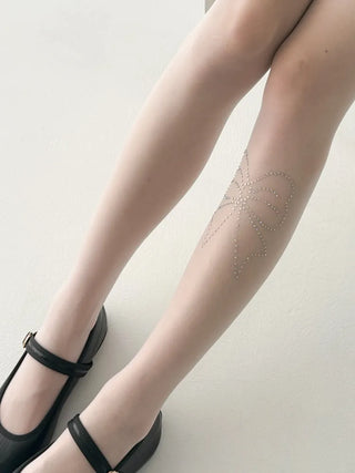 Seni Cubic Ribbon See-through Pantyhose