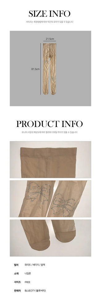 Seni Cubic Ribbon See-through Pantyhose