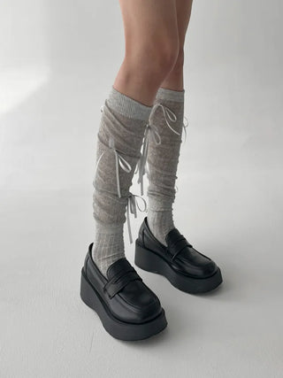 Shirred Ballet Ribbon See-through Knee Socks