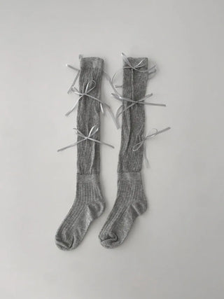 Shirred Ballet Ribbon See-through Knee Socks