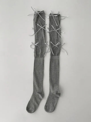 Shirred Ballet Ribbon See-through Knee Socks