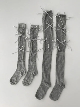 Shirred Ballet Ribbon See-through Knee Socks