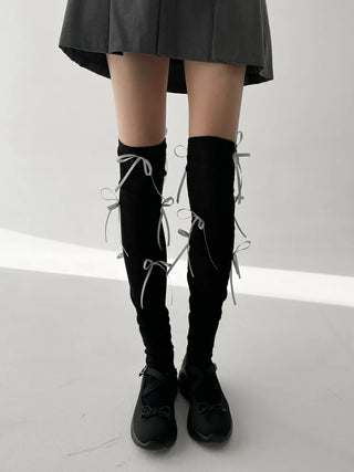 Shirred Ballet Ribbon See-through Knee Socks