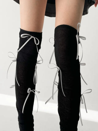 Shirred Ballet Ribbon See-through Knee Socks