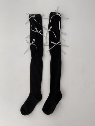 Shirred Ballet Ribbon See-through Knee Socks
