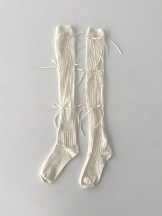 Shirred Ballet Ribbon See-through Knee Socks