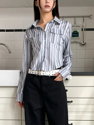 Double Punching Buckle Leather Belt
