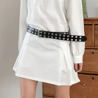Double Punching Buckle Leather Belt