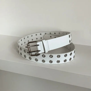 Double Punching Buckle Leather Belt