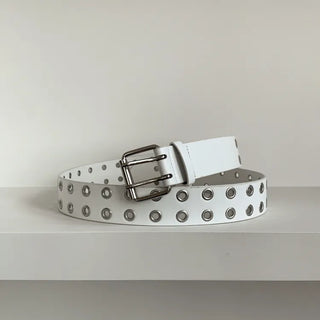 Double Punching Buckle Leather Belt