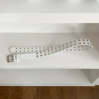 Double Punching Buckle Leather Belt