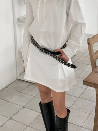 Double Punching Buckle Leather Belt