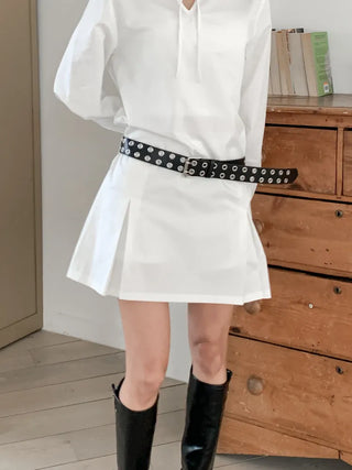 Double Punching Buckle Leather Belt