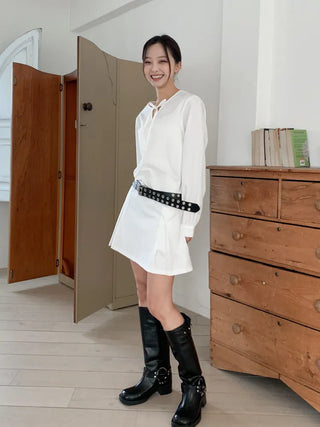 Double Punching Buckle Leather Belt