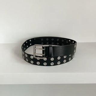 Double Punching Buckle Leather Belt