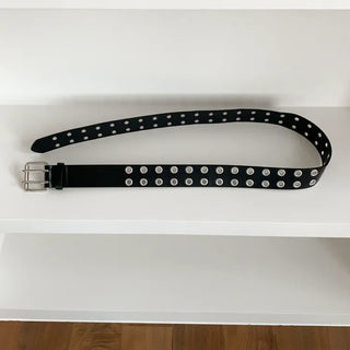 Double Punching Buckle Leather Belt
