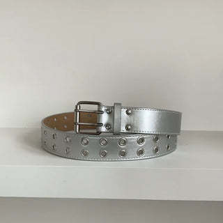 Double Punching Buckle Leather Belt