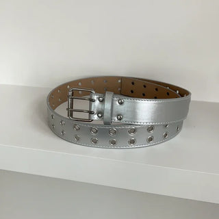 Double Punching Buckle Leather Belt