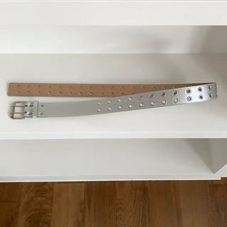 Double Punching Buckle Leather Belt