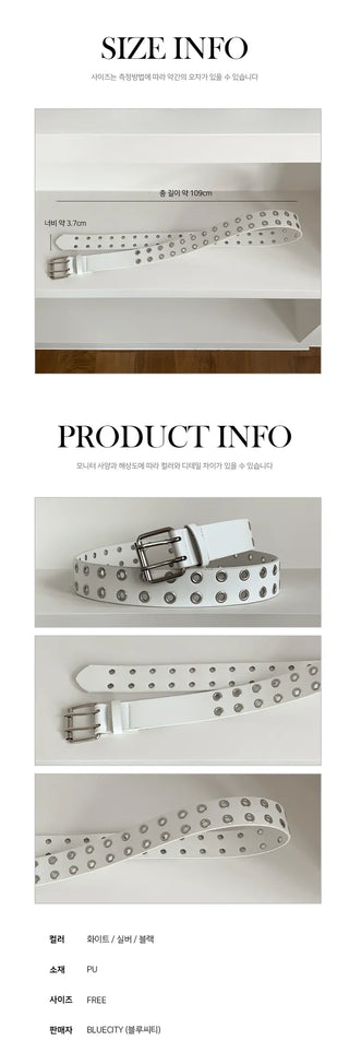 Double Punching Buckle Leather Belt