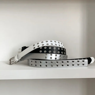 Double Punching Buckle Leather Belt