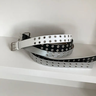 Double Punching Buckle Leather Belt