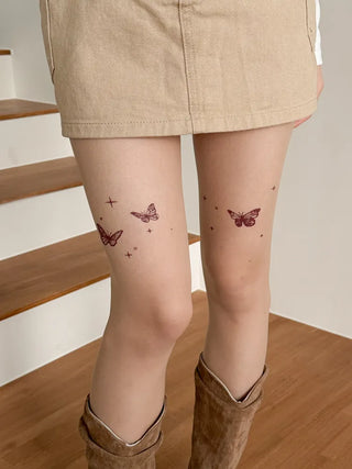 Mesh Fly Butterfly Tattoo Pantyhose