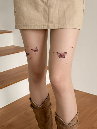 Mesh Fly Butterfly Tattoo Pantyhose