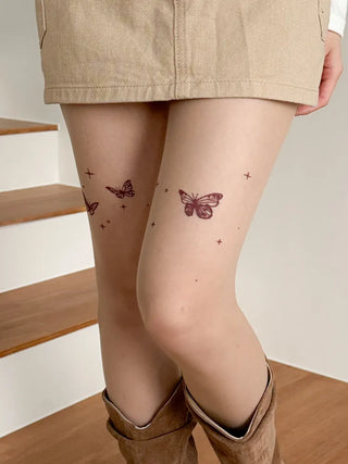 Mesh Fly Butterfly Tattoo Pantyhose