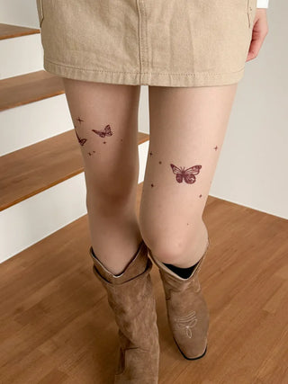 Mesh Fly Butterfly Tattoo Pantyhose