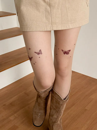 Mesh Fly Butterfly Tattoo Pantyhose