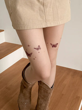 Mesh Fly Butterfly Tattoo Pantyhose