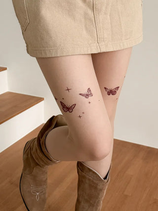 Mesh Fly Butterfly Tattoo Pantyhose