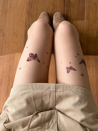 Mesh Fly Butterfly Tattoo Pantyhose
