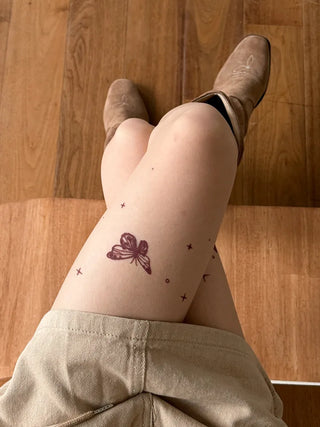Mesh Fly Butterfly Tattoo Pantyhose