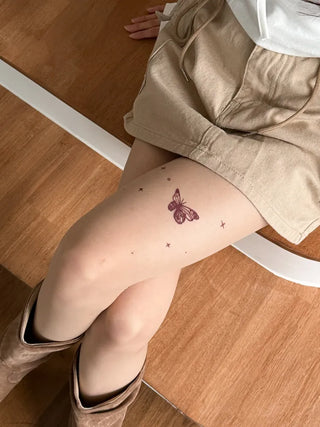 Mesh Fly Butterfly Tattoo Pantyhose