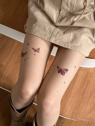 Mesh Fly Butterfly Tattoo Pantyhose