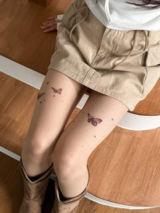Mesh Fly Butterfly Tattoo Pantyhose