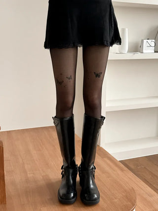 Mesh Fly Butterfly Tattoo Pantyhose