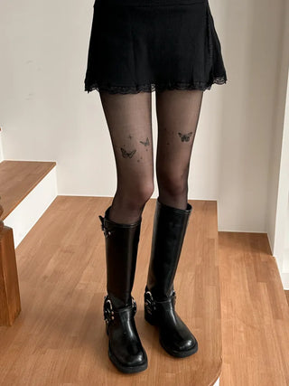 Mesh Fly Butterfly Tattoo Pantyhose