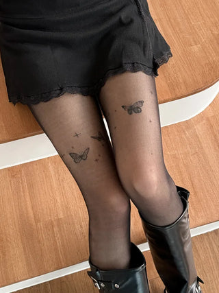 Mesh Fly Butterfly Tattoo Pantyhose
