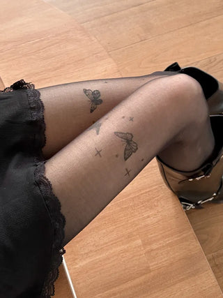 Mesh Fly Butterfly Tattoo Pantyhose