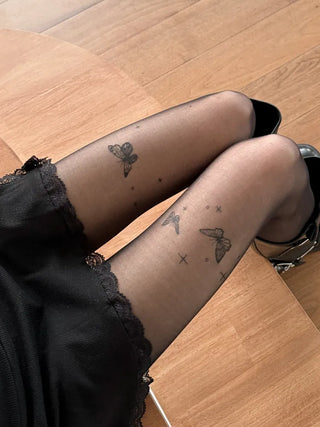 Mesh Fly Butterfly Tattoo Pantyhose