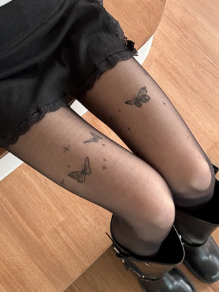 Mesh Fly Butterfly Tattoo Pantyhose