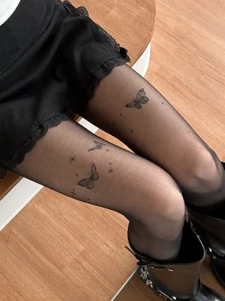 Mesh Fly Butterfly Tattoo Pantyhose