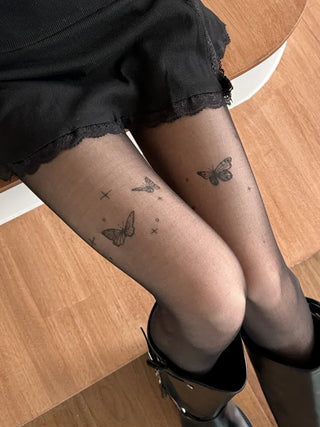 Mesh Fly Butterfly Tattoo Pantyhose