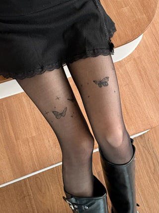 Mesh Fly Butterfly Tattoo Pantyhose