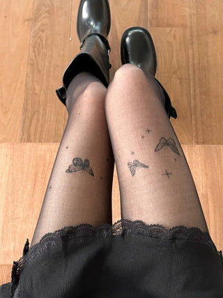 Mesh Fly Butterfly Tattoo Pantyhose